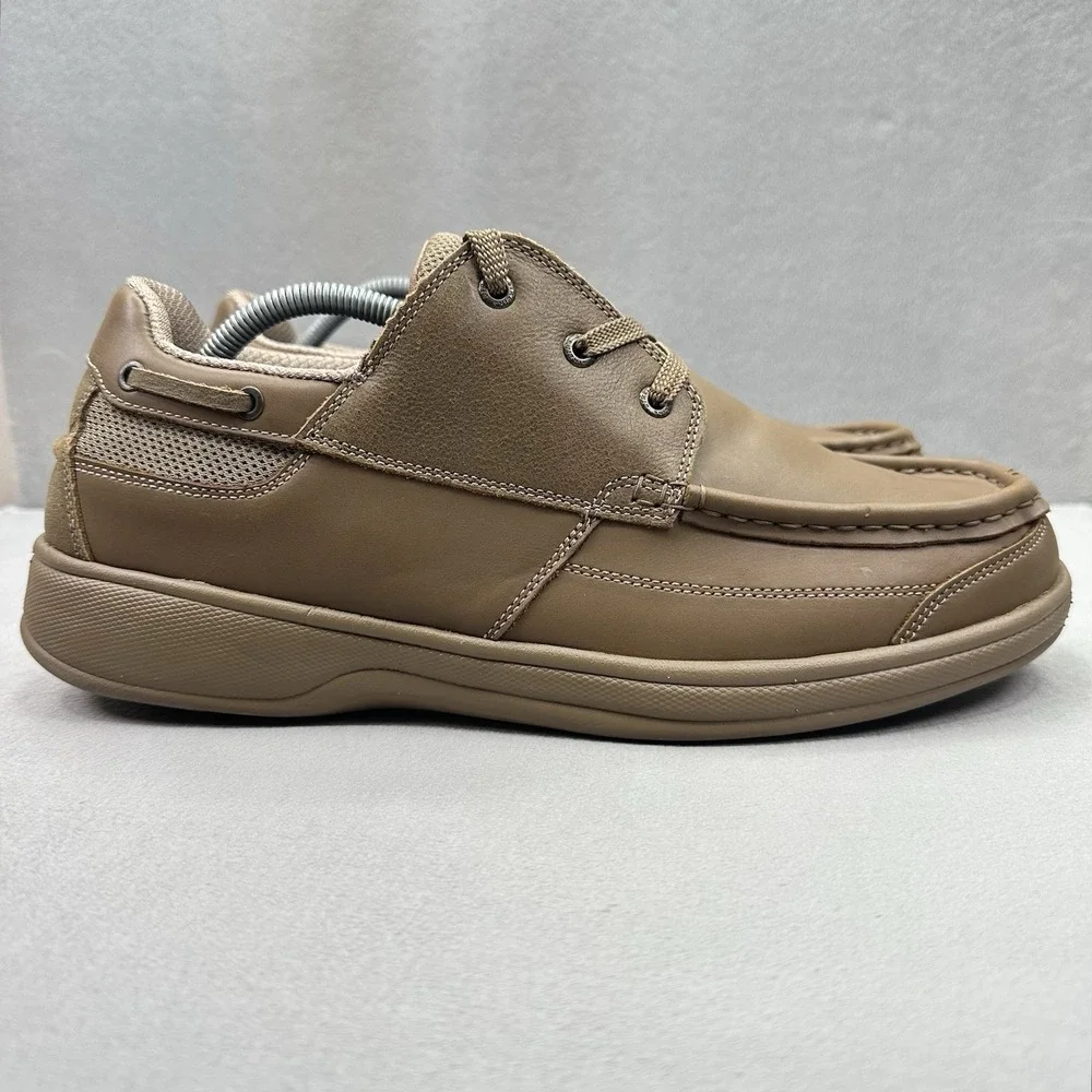 OrthoFeet Baton Rouge Mens Size 11 (2E) WIDE Boat Shoes Brown Leather Orthopedic